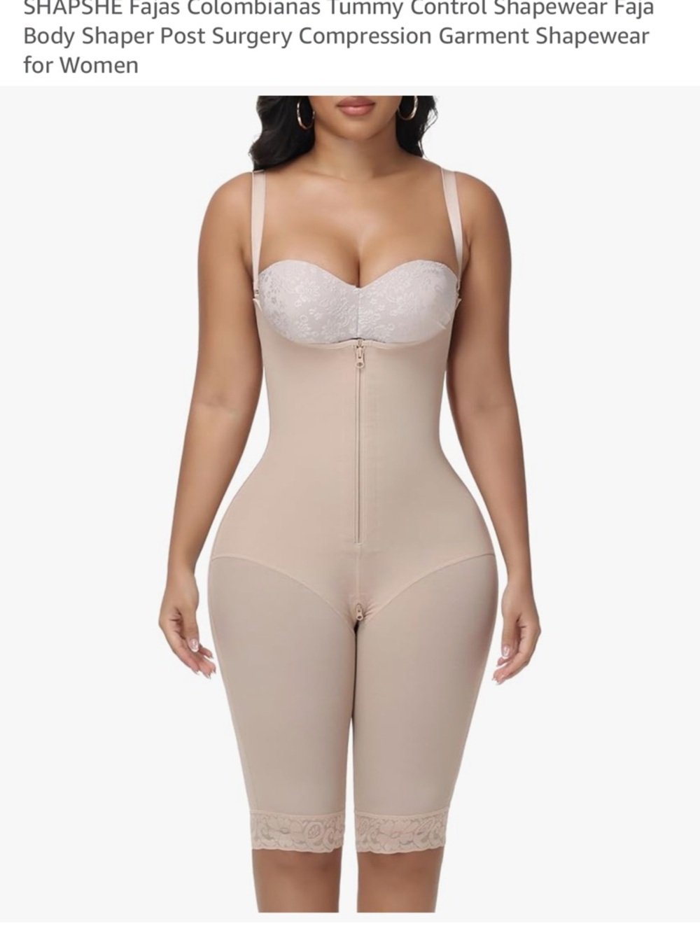 Beige High-Waist Full-Body Shapewear with Adjustable Straps